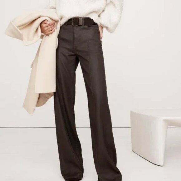 Banana Republic Coated Pintuck Jean in Chocolate Ganache - Size 27 Petite - NWT - Picture 5 of 7